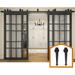 WINSOON 4-18FT Bypass Sliding Barn Door Hardware Kit for Four Doors Arrow Roller