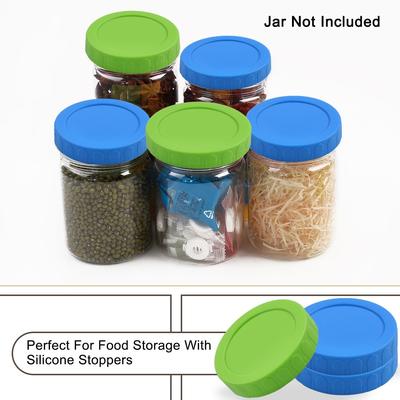 Colored Plastic Mason Jar Lids for Wide Mouth Mason Canning Jars Cup 12 Pack - Green, Blue