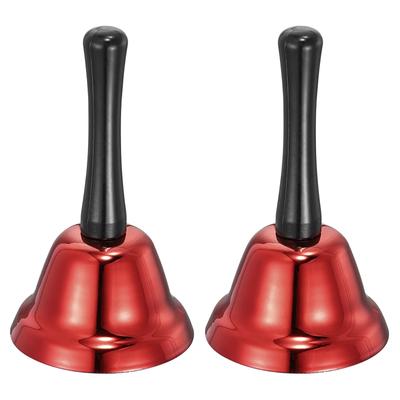 Loud Hand Bell, 2pcs 75mm(2.95") Dinner Bell for Classroom, Service, Red