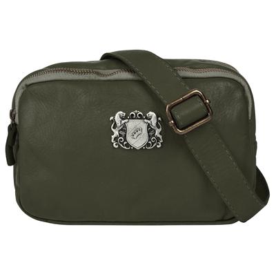 Umhängetasche SAMANTHA LOOK, Damen, Gr. B/H/T: 22cm x 14cm x 3cm onesize, grün (dunkelgrün), Leder, unifarben, leicht glänzend, Taschen, echt Leder, Made in Italy Image