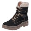 Winterboots REMONTE "FIBER-GRIP", Damen, Gr. 43, schwarz (schwarz, beige), Leder, Lederimitat, Filz, casual, Schuhe, Schnürstiefelette, Profilsohle, mit Schurwollfutter und TEX
