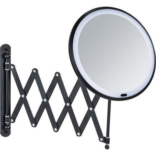 "Kosmetikspiegel WENKO ""Barona"" Spiegel Gr. B/H/T: 20 cm x 34 cm x 55 cm, schwarz Kosmetikspiegel schwarz, mit LED und Touch-Funktion"