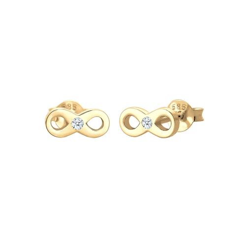 Elli DIAMONDS - Infinity Liebe Diamant (0.03 ct) 585 Gelbgold Ohrringe 1 ct Damen