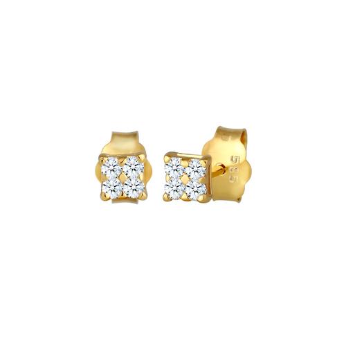 Elli DIAMONDS - Klassisch Elegant Diamant (0.12 ct.) 585 Gelbgold Ohrringe 1 ct Damen