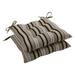 Pillow Perfect Outdoor Black/ Beige Stripe Tufted Seat Cushions (Set of 2)