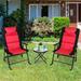 Costway 3 PCS Outdoor Folding Rocking Chair Table Set Bistro Sets