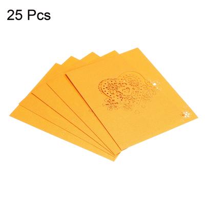 Table Name Place Cards,25Pcs Hollow Heart Shape Cut Design Blank Card Yellow