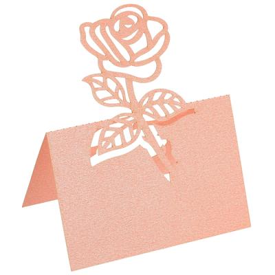 Table Name Place Cards,50Pcs Rose Cut Design Blank Card Pink