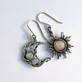 Boucles d'oreilles bohème soleil et lune pour femme en argent en cristal style Boho bijoux à la