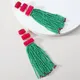 Boucles d'oreilles longues avec pompon perlé pour femme bijoux de fête style ethnique acrylique