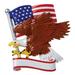 The Holiday Aisle® American Eagle Hanging Figurine Ornament Ceramic/Porcelain in Blue/Brown/Red | 3 H x 4 W x 1 D in | Wayfair