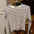 Brandy Melville Tops | Brandy Melville Crop Top Long Sleeve Striped Shirt | Color: Blue/Red | Size: 10