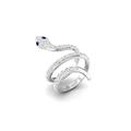 MOONEYE Synthetic Blue Sapphire 925 Sterling Silver Snake Ring for Women Vintage Wrap Rings with & White Topaz Engagement Ring Cobra Snake Rings (Sterling Silver, R)