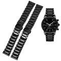 Bracelet de montre en céramique brillante pour Armani boîtier de montre en céramique noire