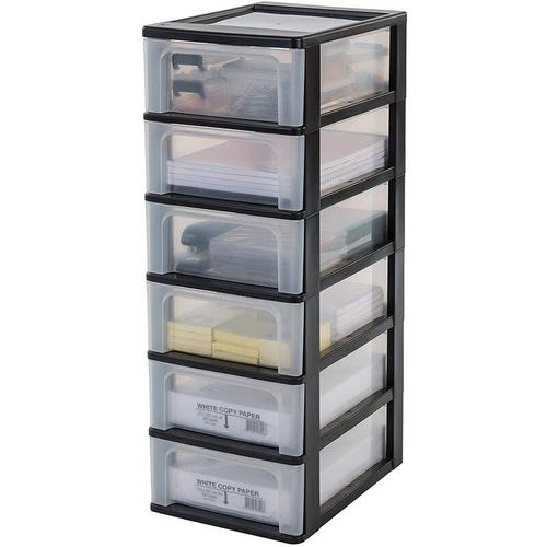 Schubladenschrank, Schubladencontainer, 6 Schubladen mit 7 l, Format A4, durchsichtige Schubladen,