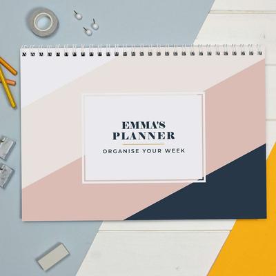 Navy Blush A4 Desk Planner Personalised