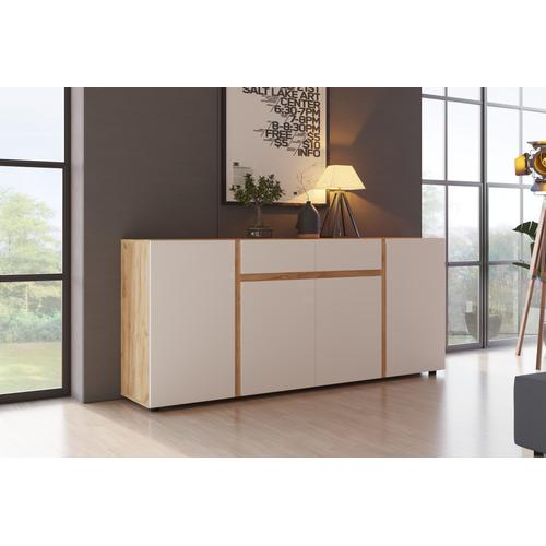 „Sideboard INOSIGN „“Morongo““ Sideboards Gr. B/H/T: 200,7 cm x 86 cm x 39,6 cm, 2, braun (eiche kraft gold, weiß alpin) Sideboards Breite ca. 201 cm“