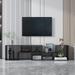 Abstract Living Room Bookcase Double L-Shaped Low Floor TV Stand with Multi Display Storage Shelves&Open Cubes Compartments