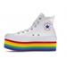 Converse Shoes | *Rare* Miley Cyrus X Converse Platform Rainbow Pride Sneakers | Color: White | Size: 6.5