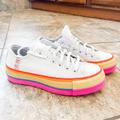 Converse Shoes | Converse Canvas Chuck Taylor All Star Rainbow Platform Sneakers In Vintage White | Color: Pink/White | Size: 5