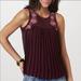 American Eagle Outfitters Tops | American Eagle Pleated Embroidered Rosebud Top S | Color: Green/Red | Size: S