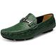 Asifn Mens Leather Casual Slip on Driving Loafers Flat Walking Moccasin Business Dress Boat Shoes Fashion Slipper（Green,6.5/7 UK,40 Brand Size