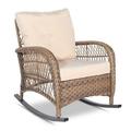 Wilcox Vivijason Outdoor Wicker Rocking Chair, Patio Rattan Rocker Chair w/ Cushions & Steel Frame | 34.8 H x 26.5 W x 32 D in | Wayfair