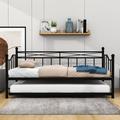 Red Barrel Studio® Twin Size Metal Daybed w/ Trundle Metal in White | 35 H x 40 W x 77 D in | Wayfair 35FE4C185703407E999E9FC7A85709F6