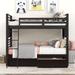 Twin over Twin Wood Bunk Bed Bedroom Separable Two Twin-size Beds with Two Drawers