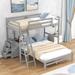 Twin over Full Bunk Bed Full Size Platform Bed with Built-in Desk & Drawers