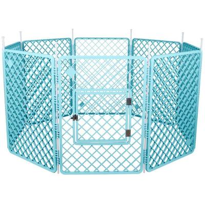 Welpenauslauf mit 8 Paneelen und abschließbarer Tür, H90cm, Blau, Katzengehege, Hundebox, Für Image