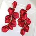 Anthropologie Jewelry | Floral Elegant Long Red Rose Petals | Color: Red | Size: Os