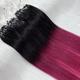 18" Hair Extensions Micro Loop Rings Beads Human Hair Extensions Remy Hair Extensions Double Drawn - 1g/s 50s/pack - (18" #T1B/Bug - Off Black/Wine Red Ombre)