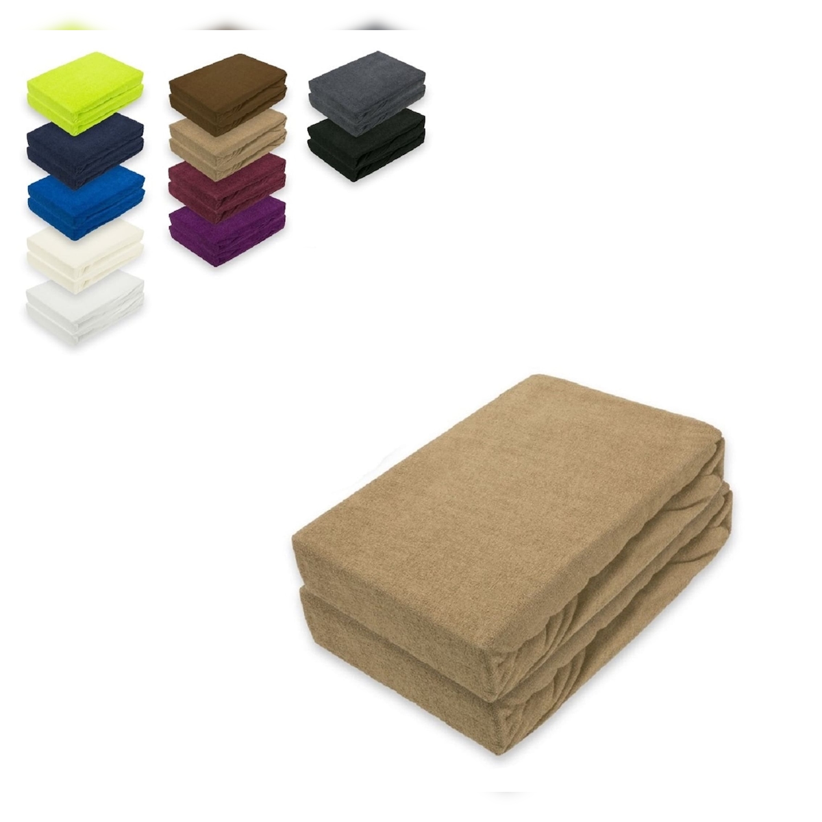 EXKLUSIV HEIMTEXTIL Doppelpack Frottee Spannbettlaken 120 x 200 cm Sand Image