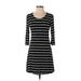 Arizona Jean Company Casual Dress - A-Line Scoop Neck 3/4 sleeves: Black Print Dresses - Women's Size Small