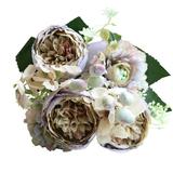 5 Bundles Artificial Peony Flowers Rose Home Party Wedding Decorative Fake Roses Bouquet