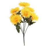 Set of 7 Artificial 58cm Large Chrysanthemum Flower Stems - 5 Colors Bouquet - Yellow 58cm