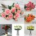 Walbest Artificial Silk Rose Flowers Bouquets Faux Roses Bouquet Fake Flowers 2 Heads Hydrating Curled Rose Flower Arrangement for Wedding Party Home Office Restaurant Decoration (1Pc)