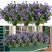 GRNSHTS 6 Bundles Artificial Flowers Bouquet Fake Green Plants for Home Party Wedding Porch Window Decor Indoor Living Room Bedroom Decor(Purple)