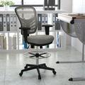 BizChair Mid-Back Light Gray Mesh Ergonomic Drafting Chair with Adjustable Chrome Foot Ring Adjustable Arms and Black Frame