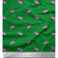 Soimoi Green Cotton Poplin Fabric Dot Leaves & Floral Artistic Printed Craft Fabric by the Yard 56 Inch Wide