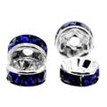 Mandala Crafts Crystal Glass Rondelle Spacer Beads for Jewelry Making Beading Crafting; Silver Tone 6mm Cobalt Blue