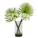 Nearly Natural Calla Lily & Fan Palm Artificial Arrangement in Cylinder Glass - Cream