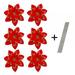 6-Pack Artificial Glitter Poinsettia Flower Sticks Christmas Flower Ornaments Floral Stems Picks Branches Xmas Tree Decorations for Holiday Party Wedding 5-inch