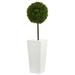Nearly Natural 3.5 ft. Boxwood Ball Topiary Artificial Tree in White Tower Planter UV Resistant (Indoor/Outdoor)