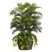 Nearly Natural 4.5ft. Plastic and Polyester Double Areca and Pothos Artificial Plant with Vase Green