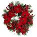 Nearly Natural 24 Poinsettia Wreath Holiday