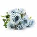 Enova Home 20 Mixed Artificial Silk Roses Faux Flowers Bush for Home Office Wedding Decoration (Blue)