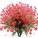 Morttic 6 Bundles Artificial Flowers for Outdoors UV Resistant Plastic Flowers Fake Plants Spring Flowers in Bulk for Indoor Outdoor Cemetery Home Wedding Vase Pots Decorations (Red)