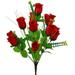 Yannee 12 Heads Artificial Roses Flowers Silk Flower Bouquet Fake Single Stem with Long Stem for Home Wedding Party Garden Decoration Red